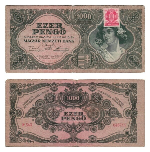 HUNGARY 1000 pengo 1945 / With MNB stamp / VF