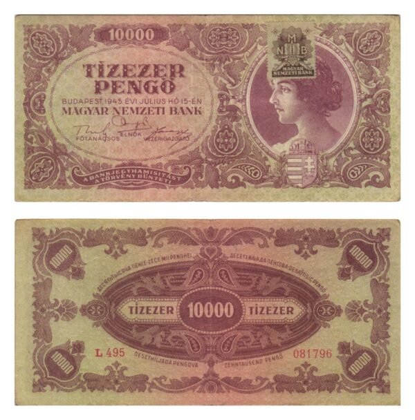 HUNGARY 10000 pengo 1945 / With MNB stamp / VF