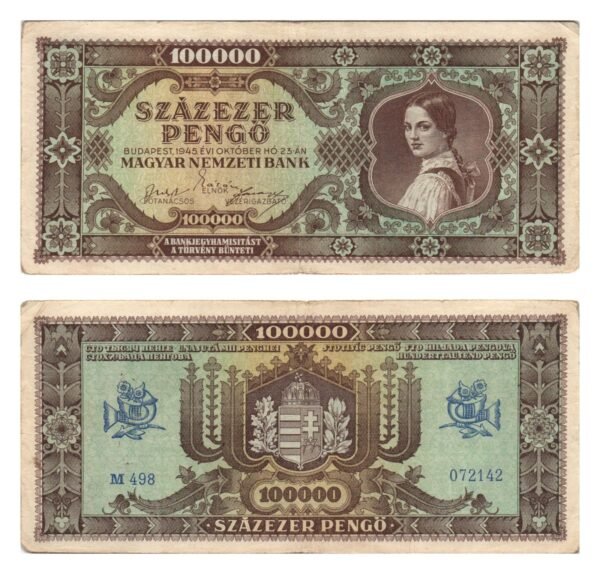 HUNGARY 100000 pengo 1945 VF