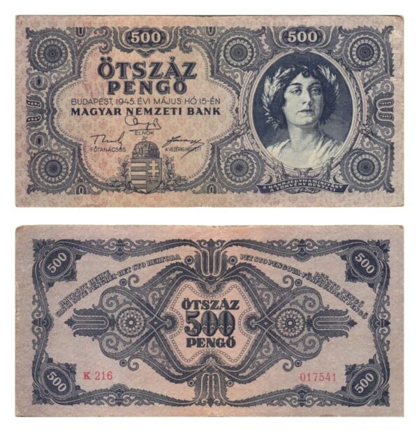 HUNGARY 500 pengo 1945 VF