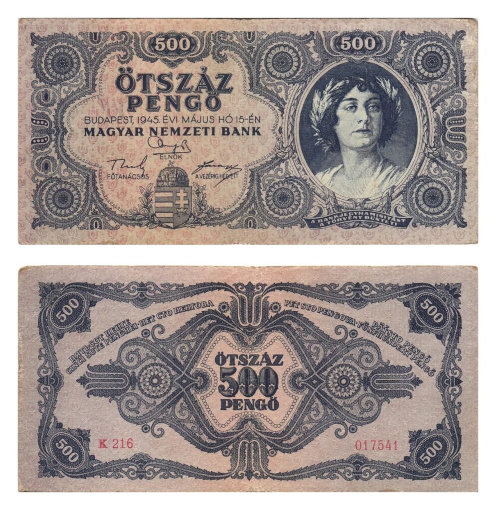 HUNGARY 500 pengo 1945 VF