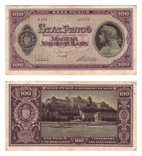 HUNGARY 100 pengo 1945 VF