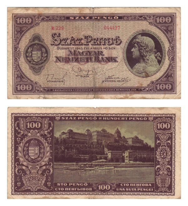 HUNGARY 100 pengo 1945 VF-