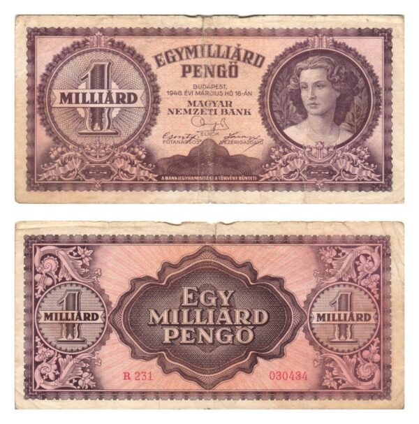 HUNGARY 1 billion pengo 1946 VF-