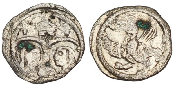 CROATIA 1/2 denar ND(1220-1235) / Friesach style / Mimica# 50 / R2 / herceg Bela and herceg Koloman / Silver / VF-