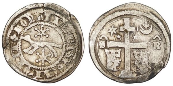 CROATIA 1 denar ND(1270-1272) / Slavonia / Stephen V / ban Ivačin Pectari / S - R / Silver / VF-