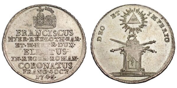 GERMANY 1745 Frankfurt token / Coronation of Franz I as Holy Roman Emperor / Silver / XF