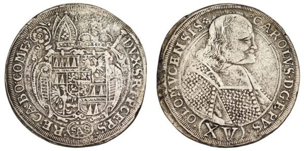 CZECHIA 15 kreuzer 1694 / Bohemia / Charles II of Liechtenstein-Kastelkorn / Silver / VF-