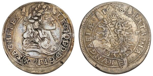 HUNGARY 15 krajczar 1678 / Leopold I / Silver / VF