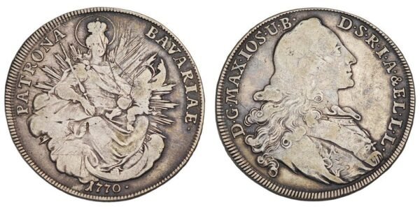 GERMANY 1 thaler 1770 / Bavaria / Maximilian III Joseph, 1745–1777; Montserrat Monastery / Silver / VF-