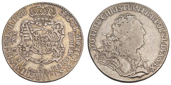 GERMANY 2/3 thaler 1763 / Saxe-Weimar-Eisenach / Silver / VF-