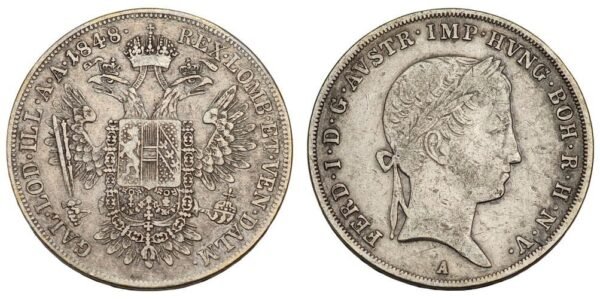 AUSTRIA 1/2 thaler 1848A / Ferdinand I / Silver / VF-