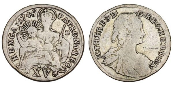 HUNGARY 15 krajczar 1754 / Maria Theresa / Silver / VF-