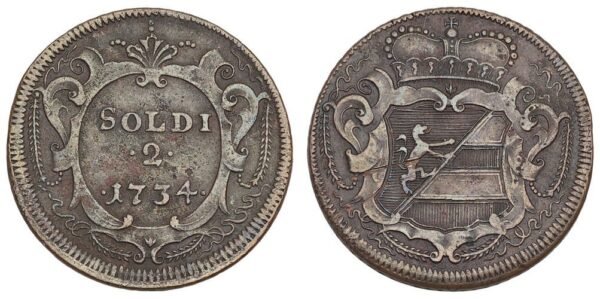 ITALY 2 soldi 1734 / Gorizia / VF