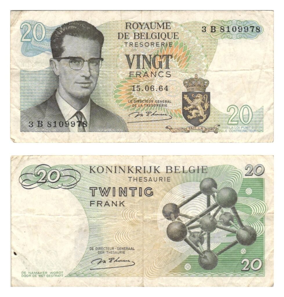BELGIUM 20 francs 1964 VF