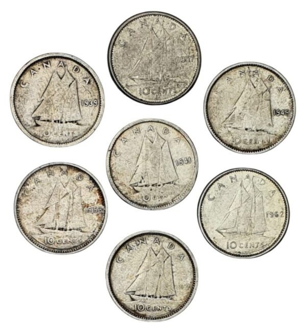 CANADA 10 cents / Silver / 7 pcs. coins lot