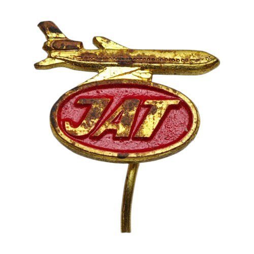 YUGOSLAVIA JAT Yugoslav Airlines / airplane and logo / vintage lapel pin