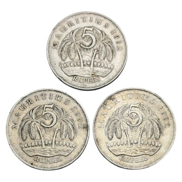 MAURITIUS 5 rupees, 1992 / 3 coins lot