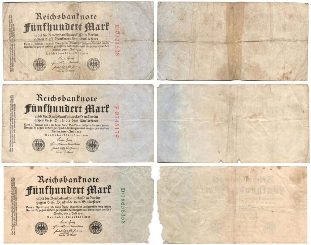 NJEMAČKA 500 maraka 1922. / niže ocjene / lot novčanica / 3 kom.