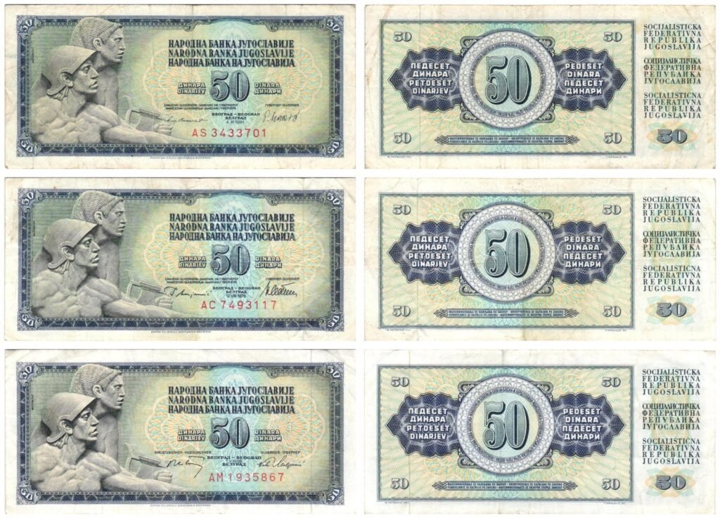 YUGOSLAVIA 50 dinara / various dates / various grades / banknotes lot / 3 pcs.