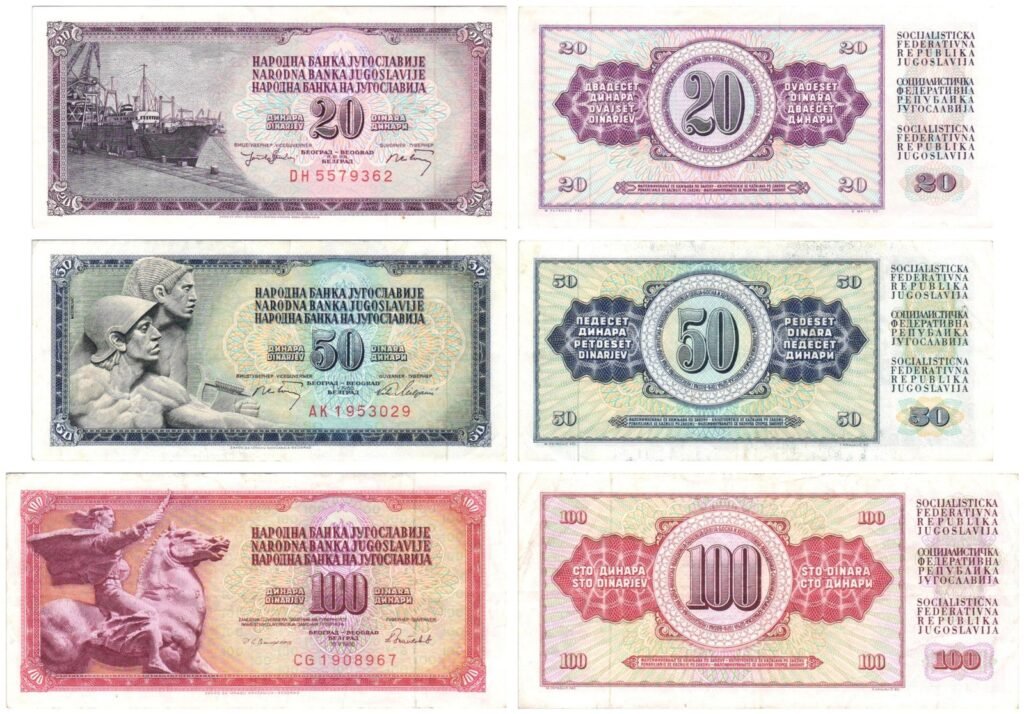 YUGOSLAVIA 20, 50, 100 dinara / banknotes lot / 3 pcs.