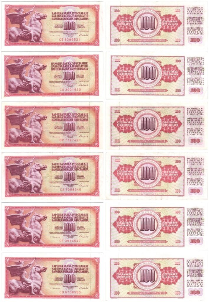 YUGOSLAVIA 100 dinara / banknotes lot / 6 pcs.