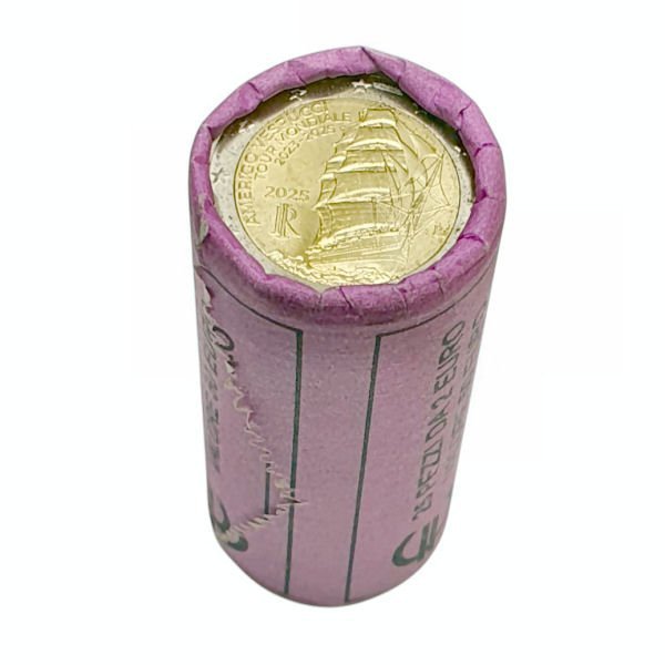 ITALY 2 euro 2025 / Amerigo Vespucci / coin roll with 25 coins UNC