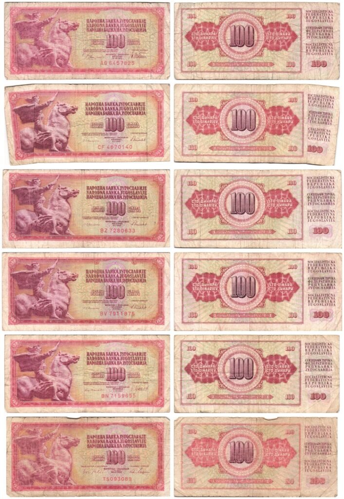 JUGOSLAVIJA 100 dinara razni datumi / lot novčanica / 6 kom.