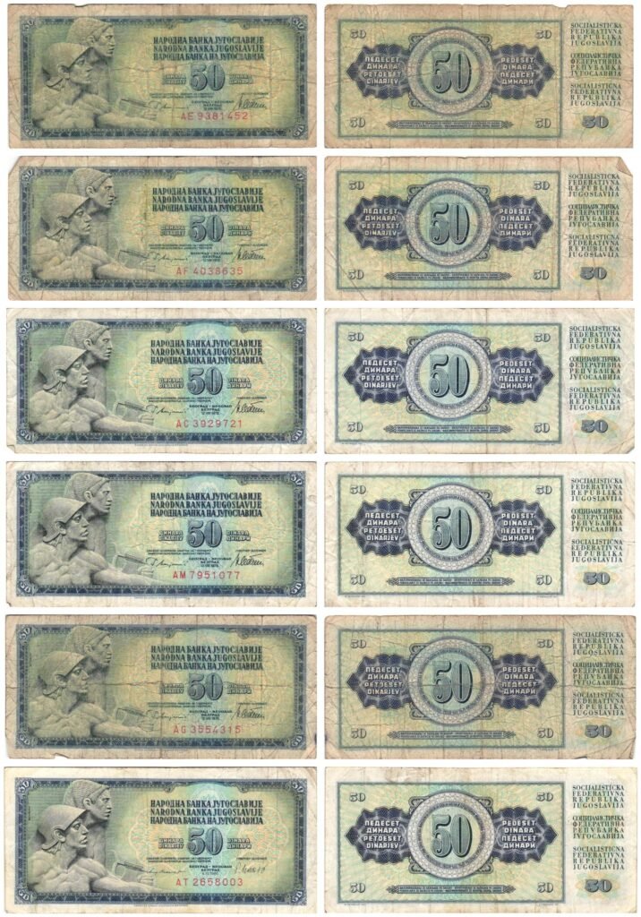YUGOSLAVIA 50 dinara various dates / banknotes lot / 6 pcs.