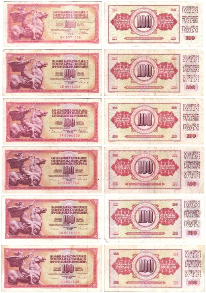 JUGOSLAVIJA 100 dinara razni datumi / lot novčanica / 6 kom.