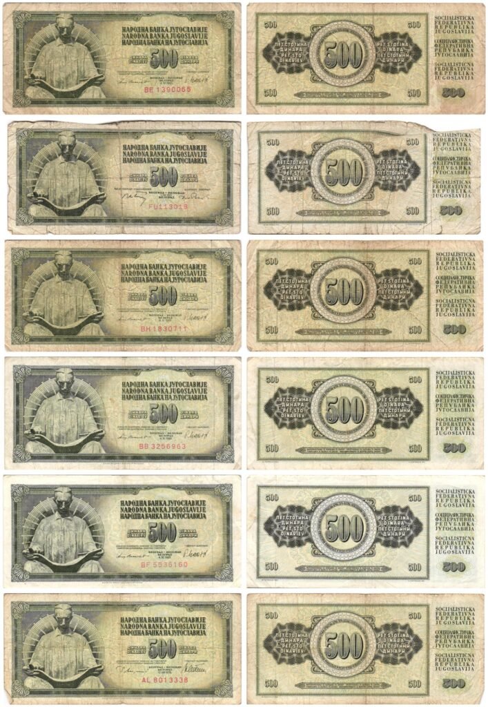 YUGOSLAVIA 500 dinara various dates / Nikola Tesla / banknotes lot / 6 pcs.