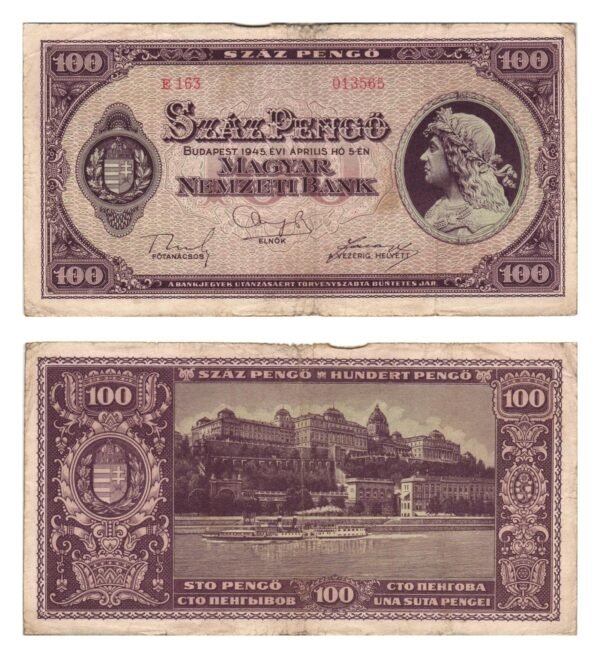 HUNGARY 100 pengo 1945 VF
