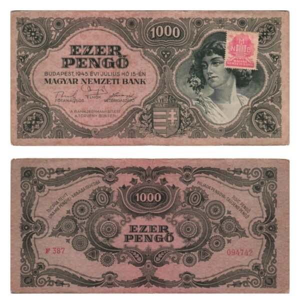 HUNGARY 1000 pengo 1945 / With MNB stamp / VF