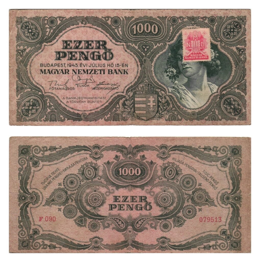 HUNGARY 1000 pengo 1945 / With MNB stamp / VF