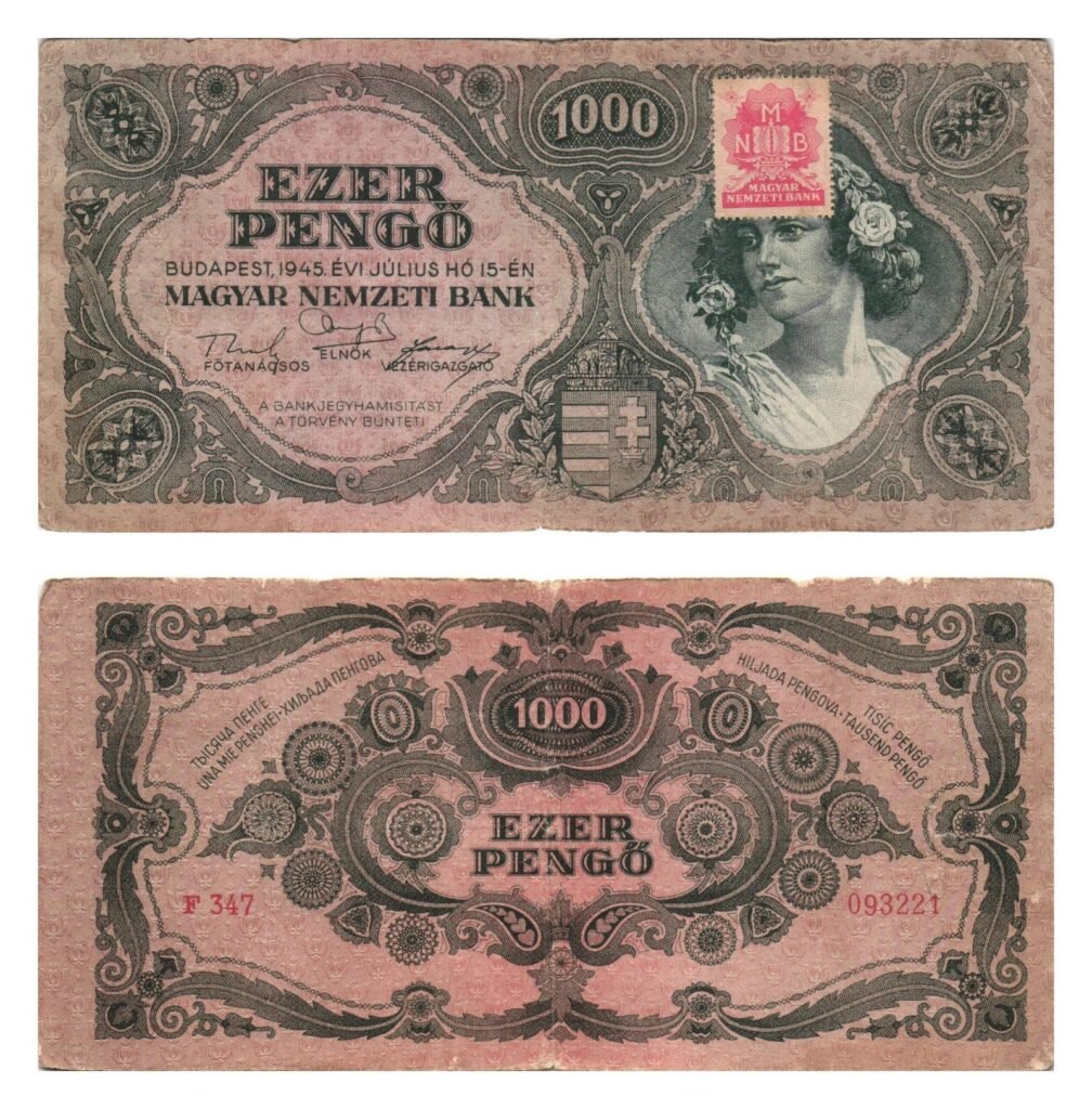 HUNGARY 1000 pengo 1945 / With MNB stamp / VF