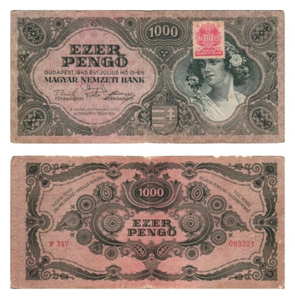 HUNGARY 1000 pengo 1945 / With MNB stamp / VF
