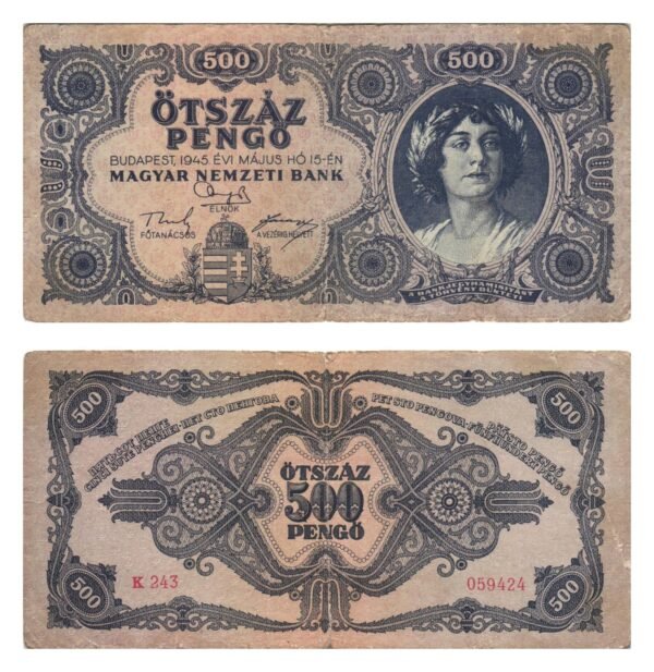 HUNGARY 500 pengo 1945 VF