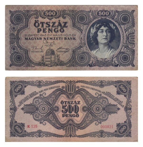 HUNGARY 500 pengo 1945 VF