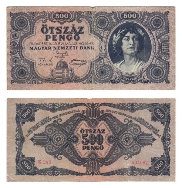 HUNGARY 500 pengo 1945 VF