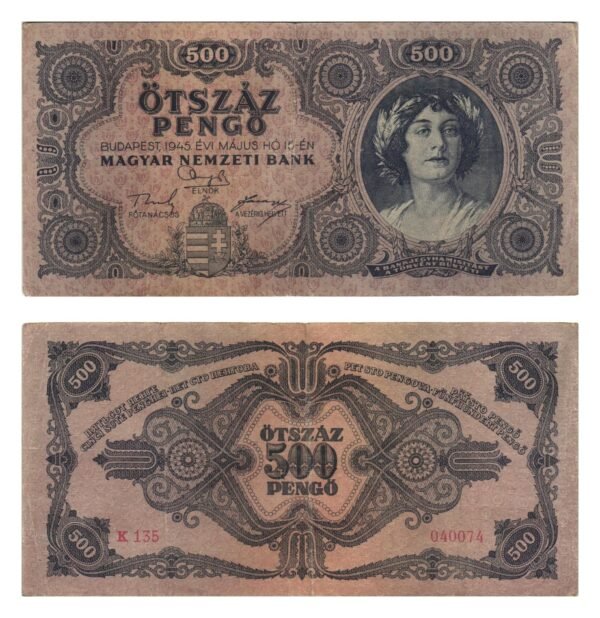 HUNGARY 500 pengo 1945 VF