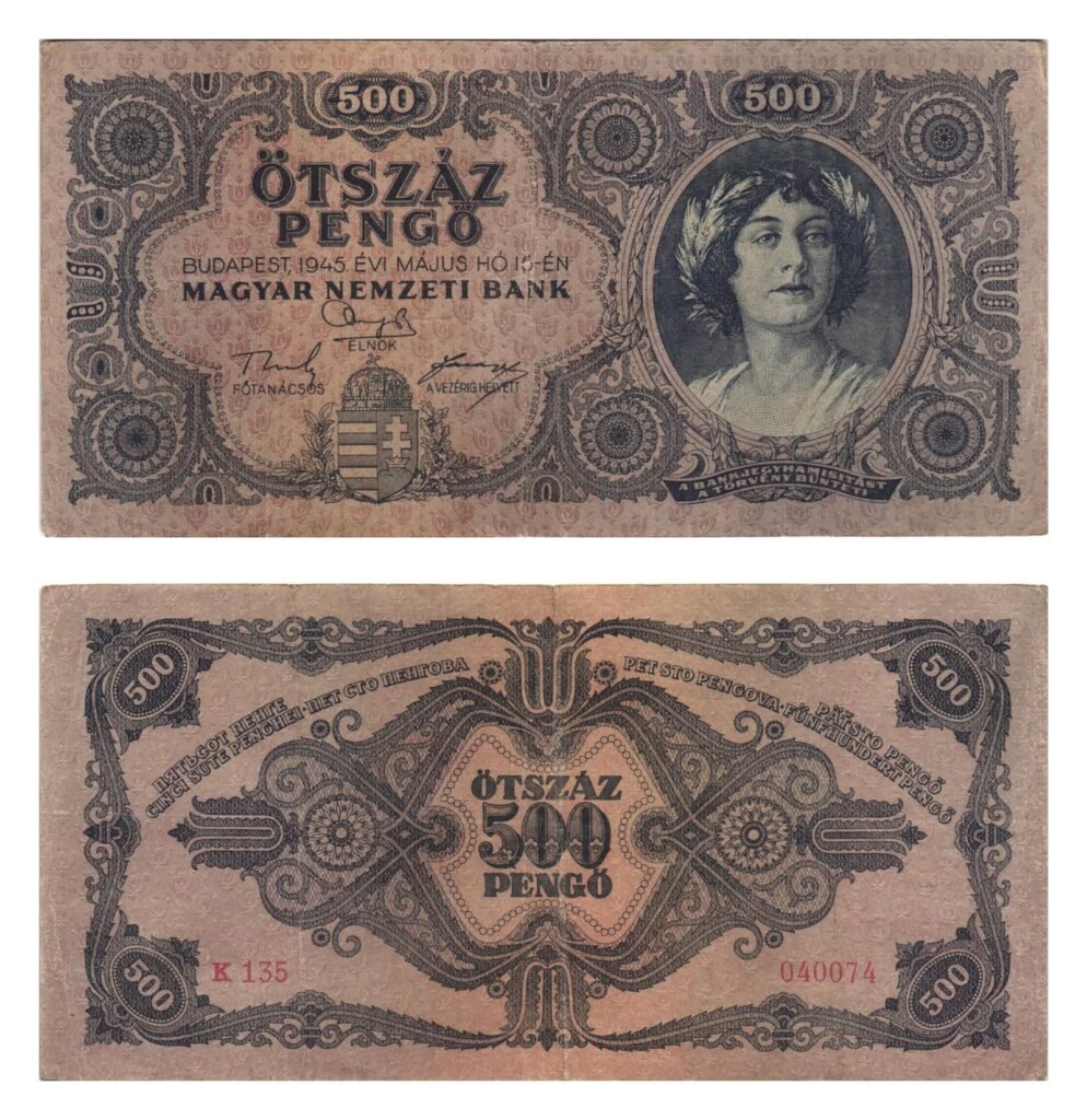 HUNGARY 500 pengo 1945 VF