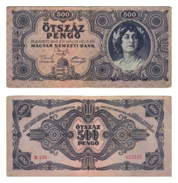 HUNGARY 500 pengo 1945 VF