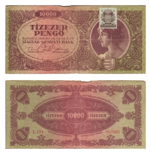 HUNGARY 10000 pengo 1945 / With MNB stamp / VF