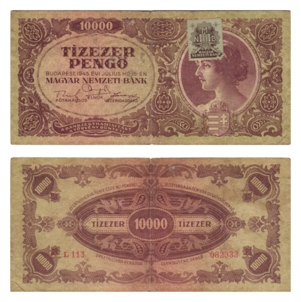 HUNGARY 10000 pengo 1945 / With MNB stamp / VF