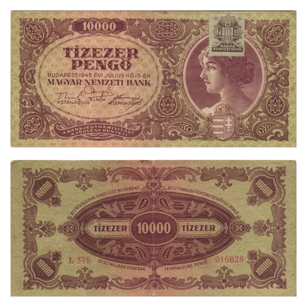HUNGARY 10000 pengo 1945 / With MNB stamp / VF