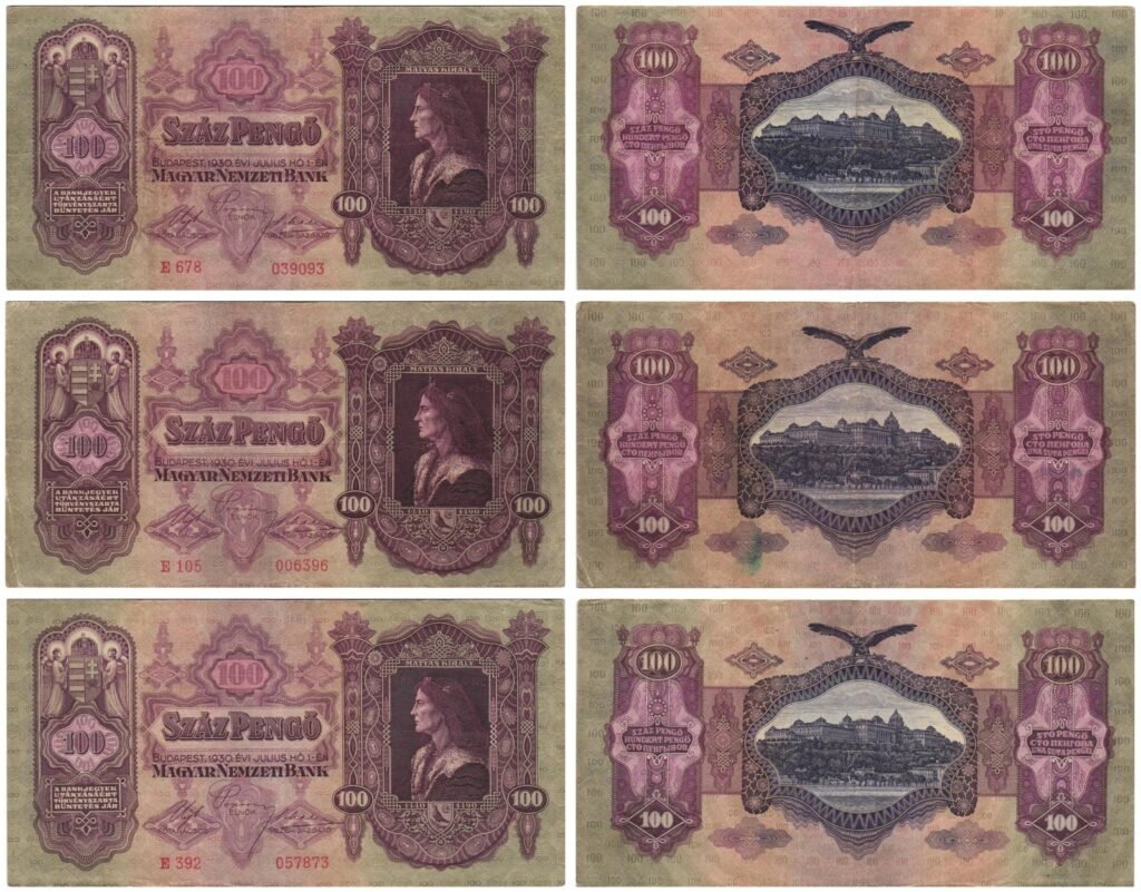 HUNGARY 100 pengo 1930 / banknotes lot / 3 pcs.