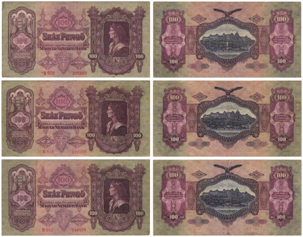 HUNGARY 100 pengo 1930 / banknotes lot / 3 pcs.