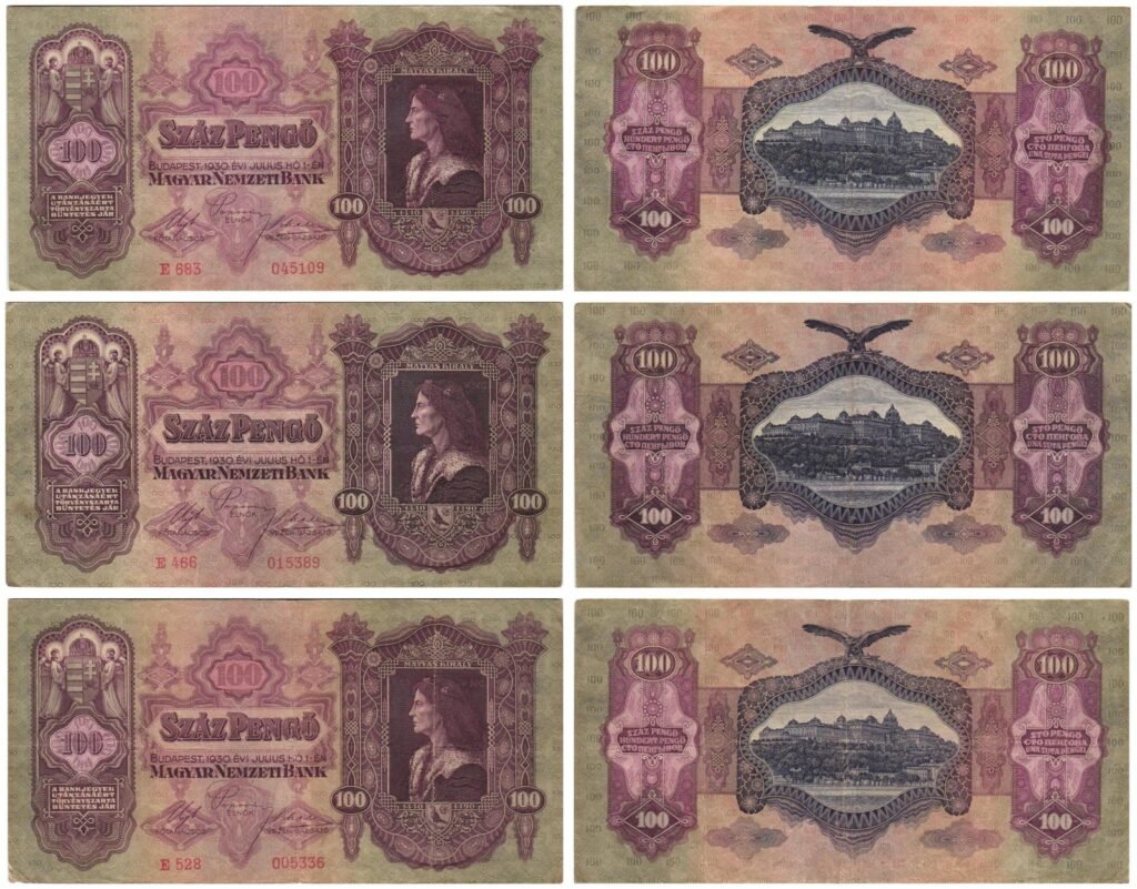 HUNGARY 100 pengo 1930 / banknotes lot / 3 pcs.