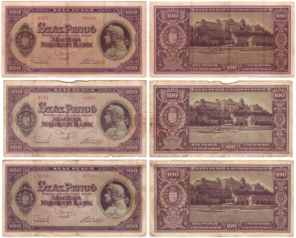 HUNGARY 100 pengo 1945 / banknotes lot / 3 pcs.