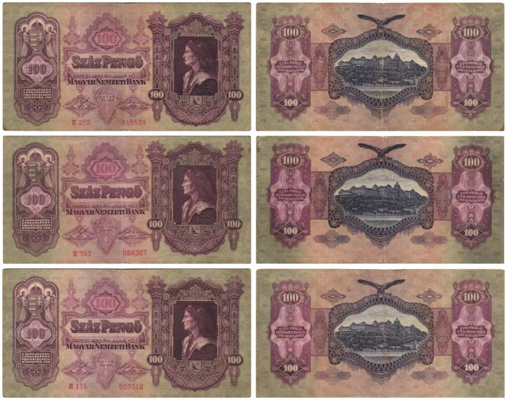 HUNGARY 100 pengo 1930 / banknotes lot / 3 pcs.